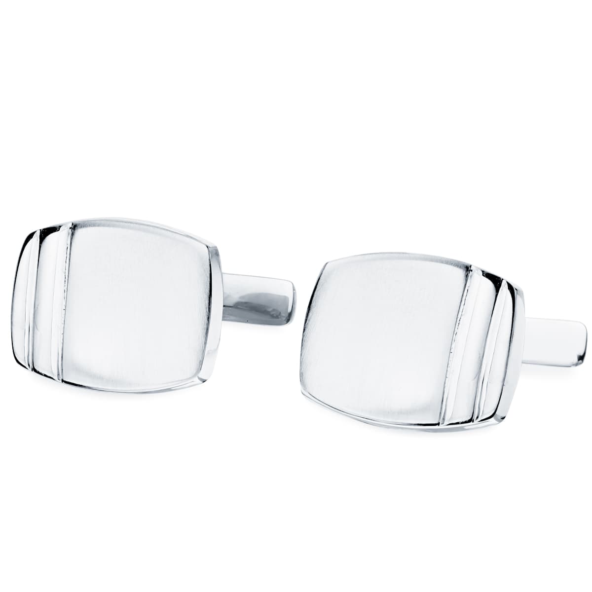 Gemelos Tonel Mate y Brillo 17 x 13 mm Cierre Rigido Ocsilante de oro blanco 18K