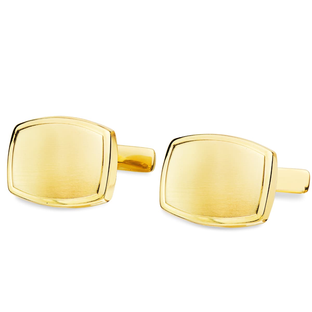 Gemelos Tonel Mate y Brillo 17 x 13 mm Cierre Rigido Ocsilante de oro amarillo 18K