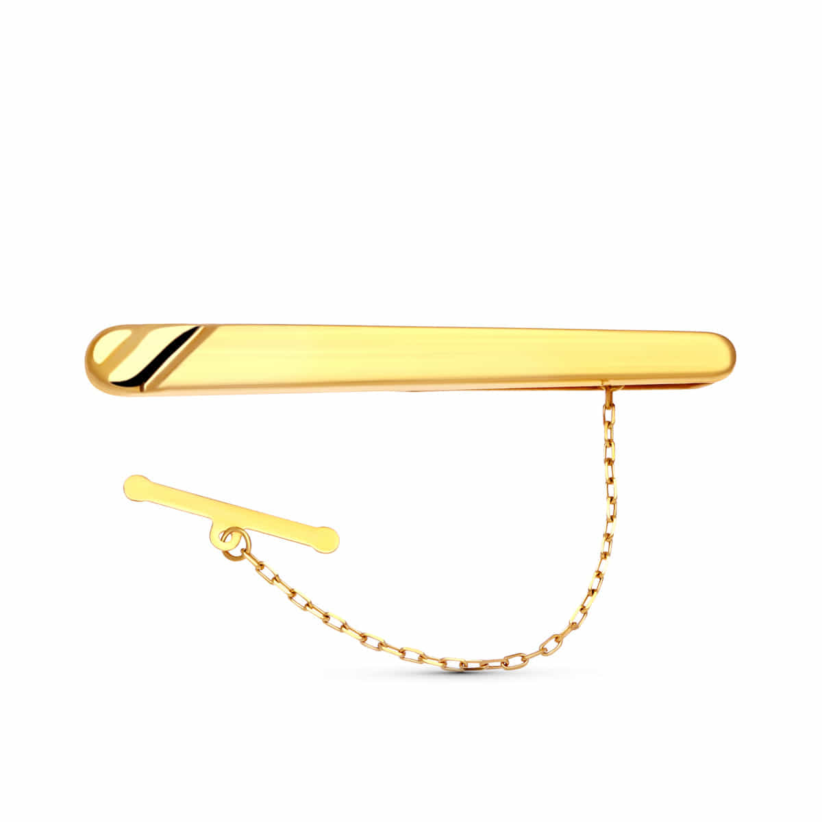 Pisacorbata Clip Matizado con Gallon en Brillo. Medida: 54 x 6 mm. Cierre Trevilla de oro amarillo 18K