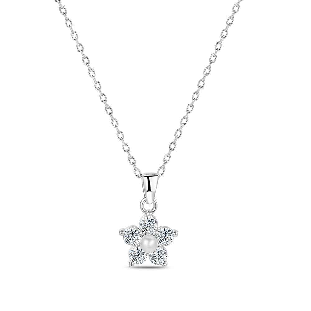 Colgante con cadena en plata en flor