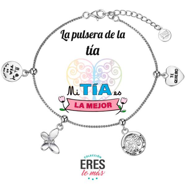 Pulsera eres lo más tía cadena rodiada con cuatro colgantes