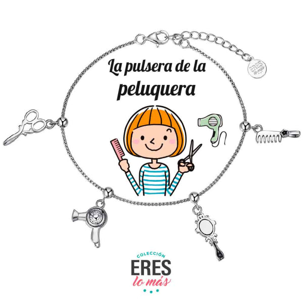 Pulsera eres lo más peluquera cadena rodiada con cuatro colgantes