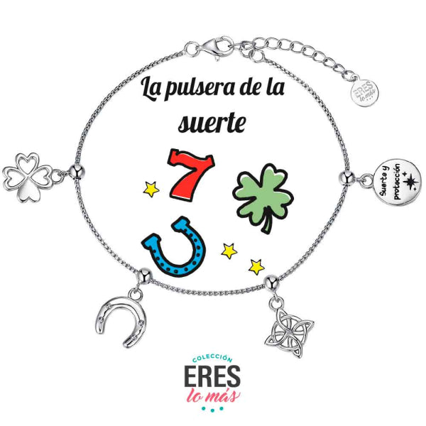 Pulsera eres lo más suerte cadena rodiada con cuatro colgantes
