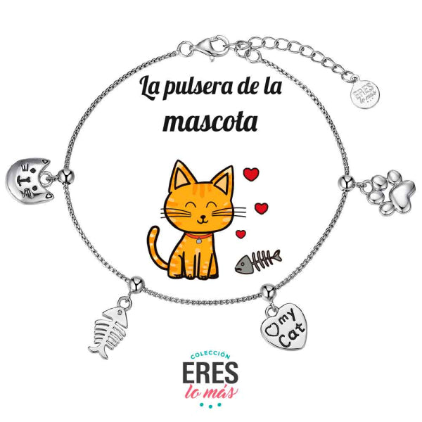 Pulsera eres lo más mascota gato cadena rodiada con cuatro colgantes