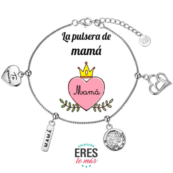 Pulsera eres lo más mamá cadena rodiada con cuatro colgantes