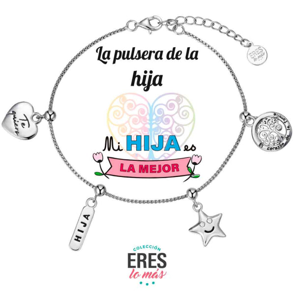 Pulsera eres lo más hija cadena rodiada con cuatro colgantes