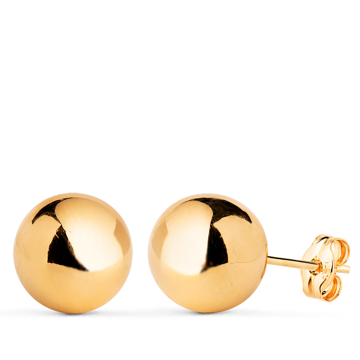 Pendientes Bola Lisa Brilla Hueca. Ancho: 10 mm. de oro amarillo 18K