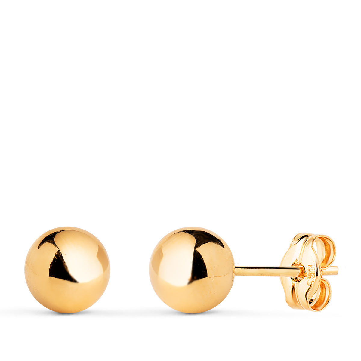 Pendientes Bola Lisa Brilla Hueca. Ancho: 6 mm. de oro amarillo 18K