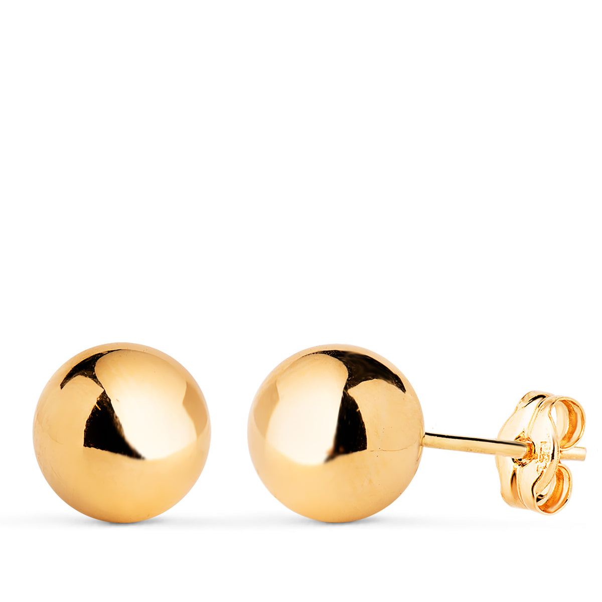 Pendientes Bola Lisa Brilla Hueca. Ancho: 8 mm. de oro amarillo 18K