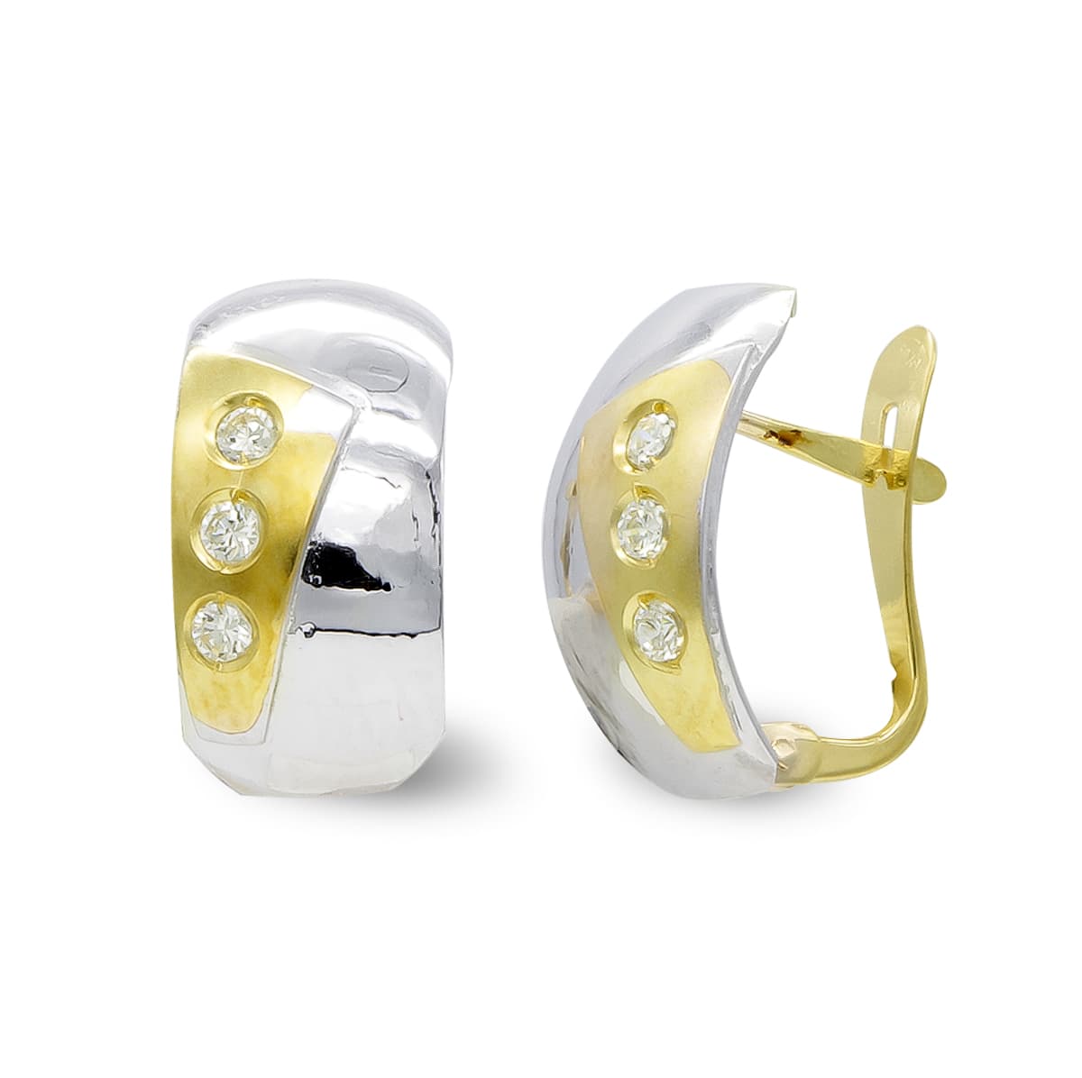 Pendientes Bicolor Mate y Brillo 18K