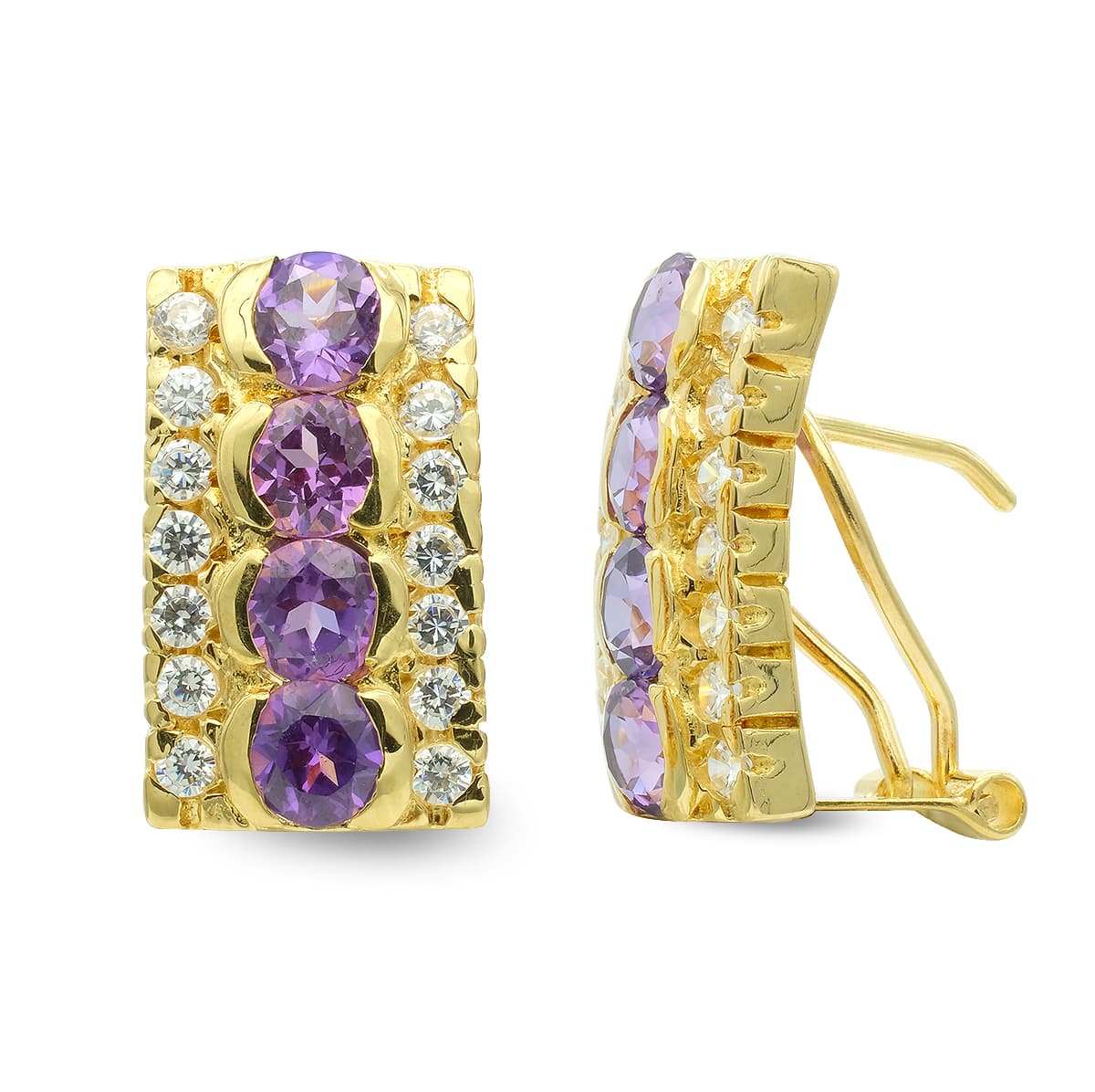 Pendientes Circonita 16 x 10 mm de oro amarillo 18K