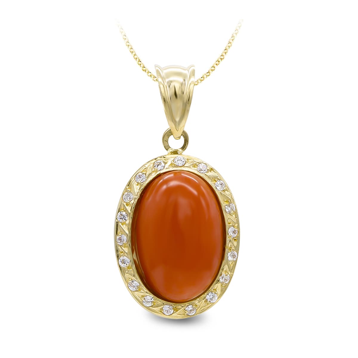 Colgante Coral Fino 14 x 10 mm Circonitas de oro amarillo 18K