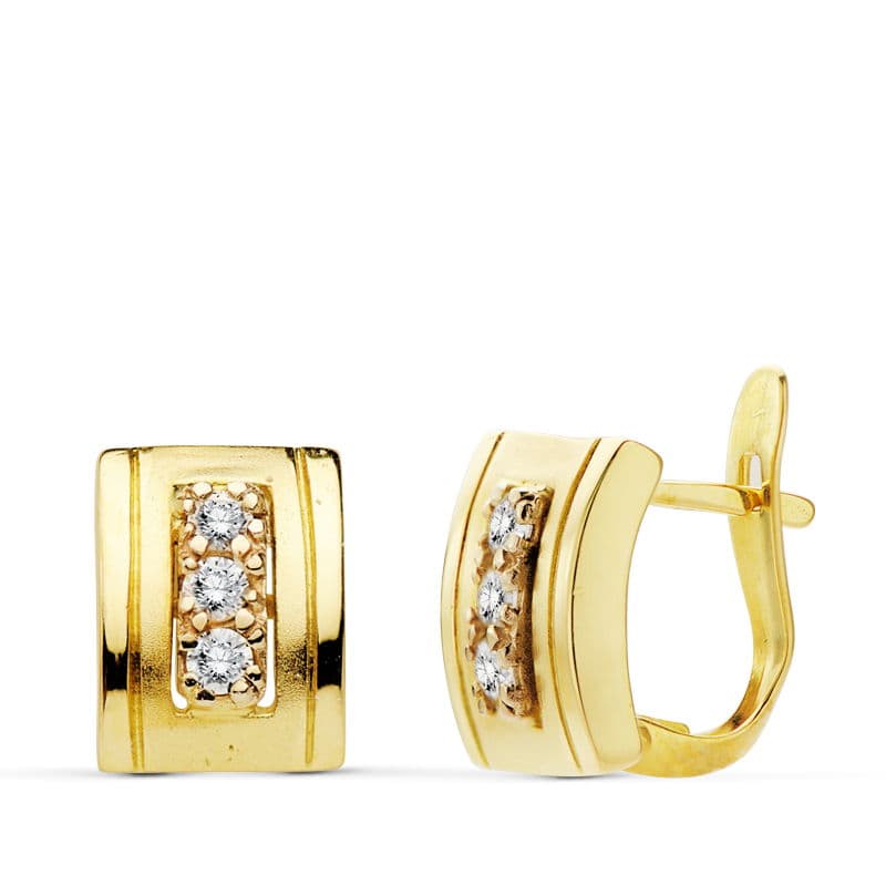 Pendientes con Circonita 11 x 9 mm de oro amarillo 18K