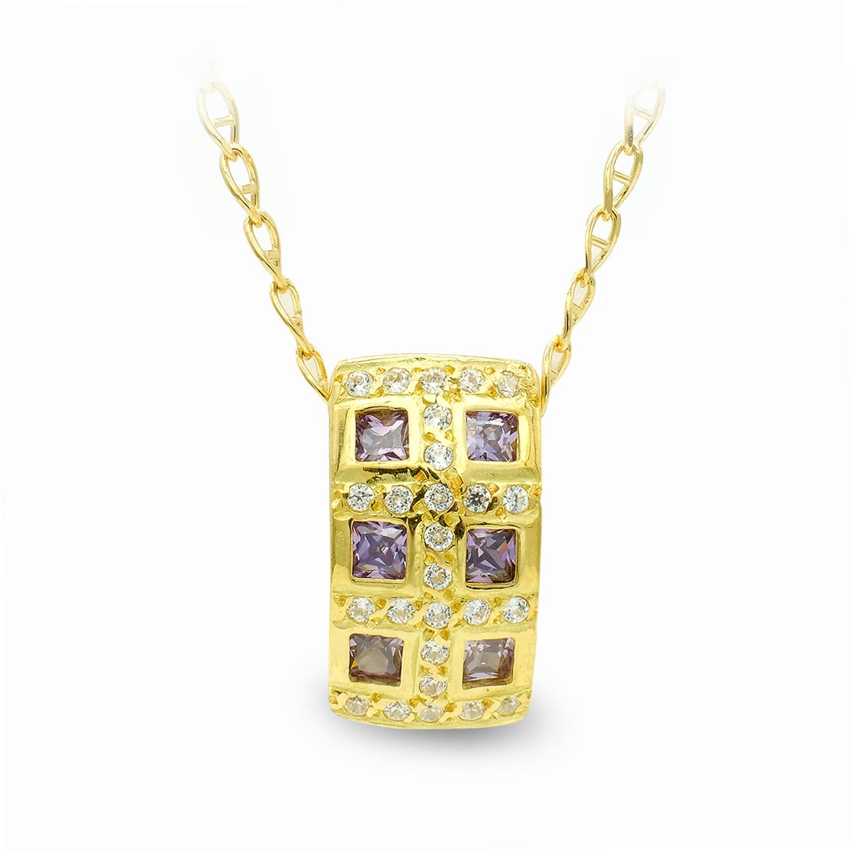 Gargantilla Cuadra con Circonitas de oro amarillo 18K