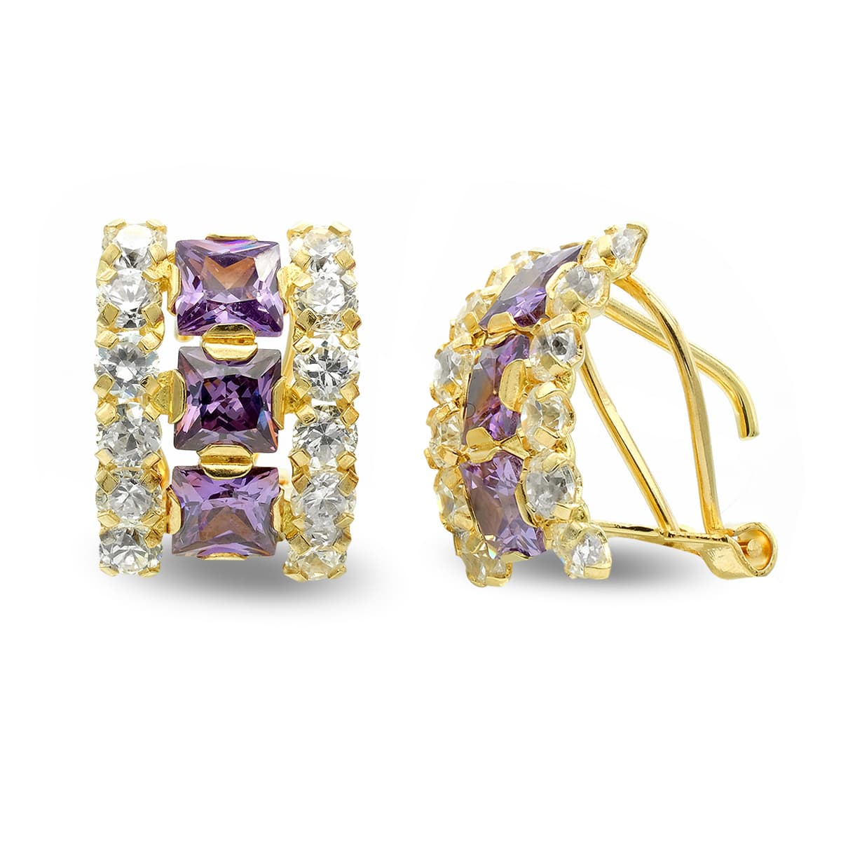 Pendientes Cuadro con Circonita de oro amarillo 18K