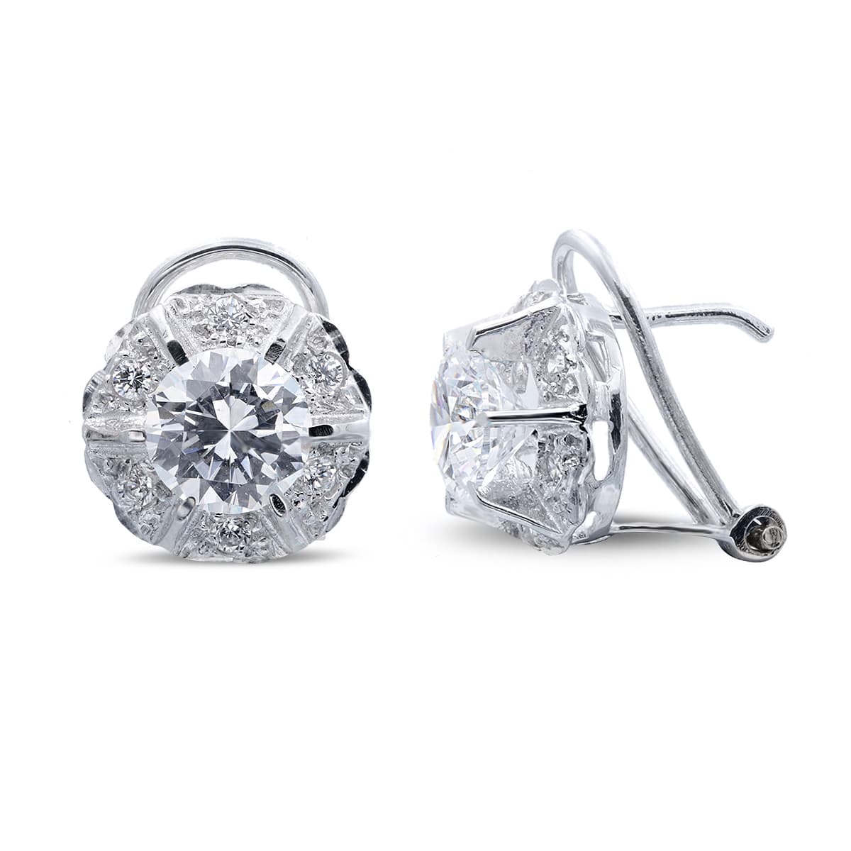 Pendientes con Circonita en Garras de oro blanco 18K