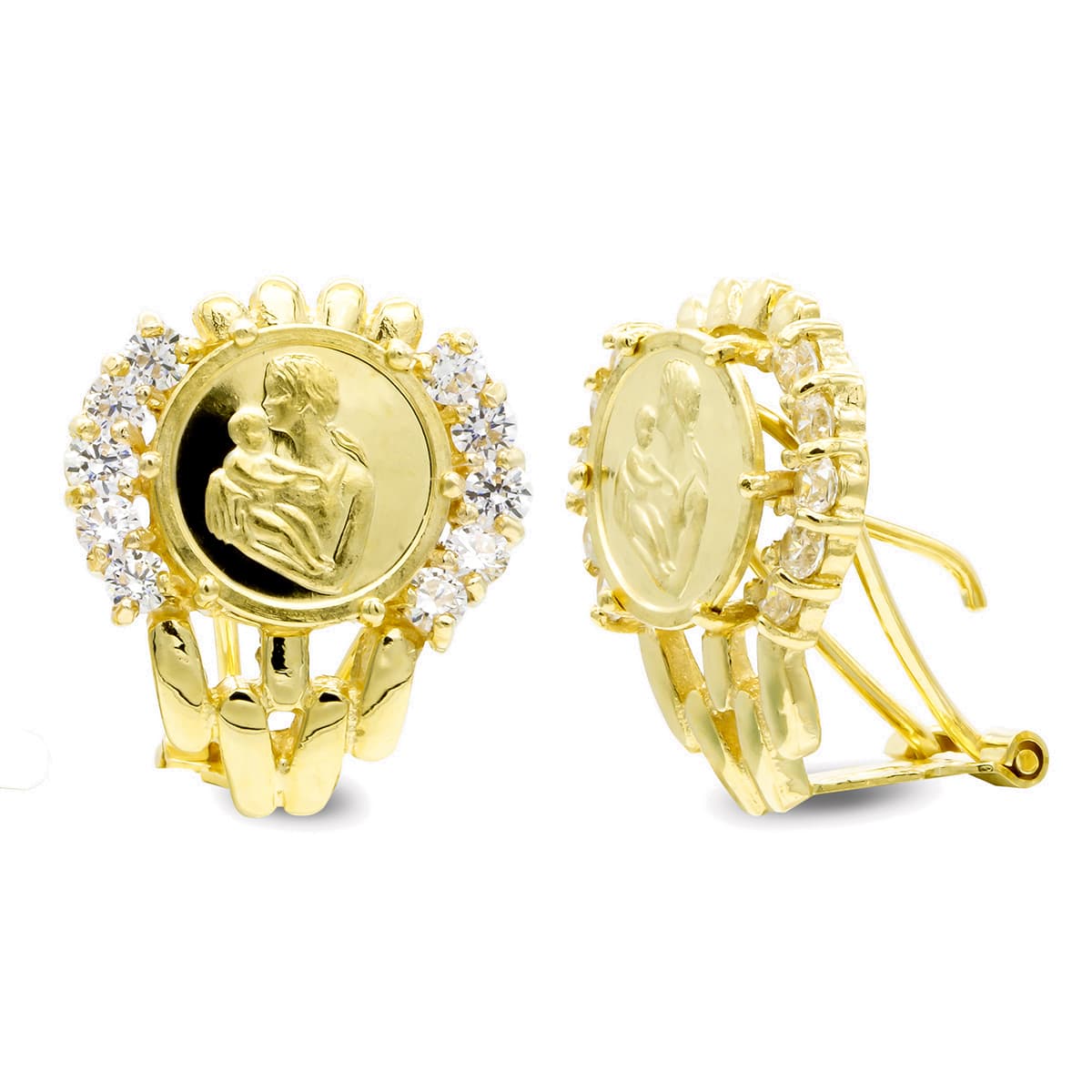 18K PENDIENTES ORO AMARILLO MADRE. 18X15 MM CIERRE OMEGA