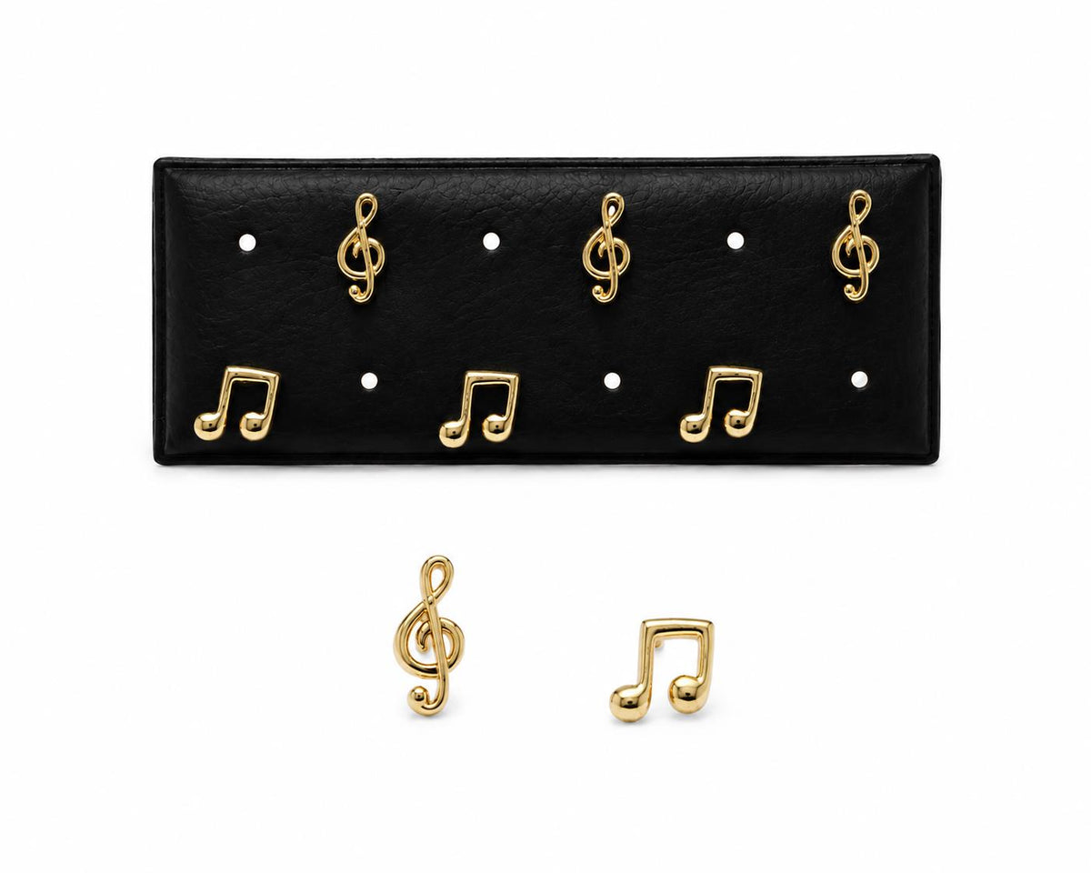 Pendientes música de plata de ley con baño de oro de 14 quilates - Joyería Zafir