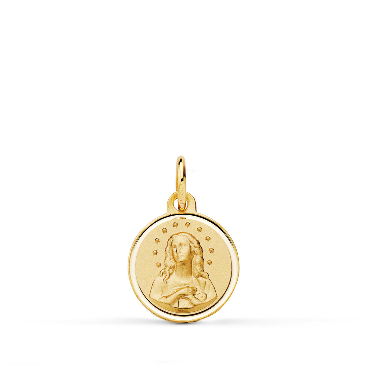 Medalla Virgen Inmaculada Bisel 12 mm. de oro amarillo 18K