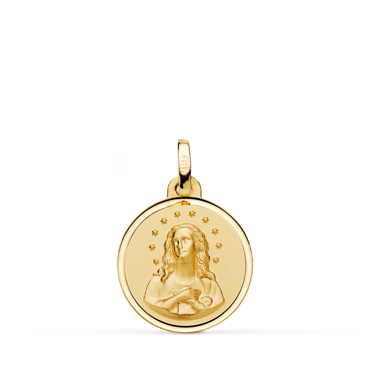 Medalla Virgen Inmaculada Bisel 16 mm de oro amarillo 18K