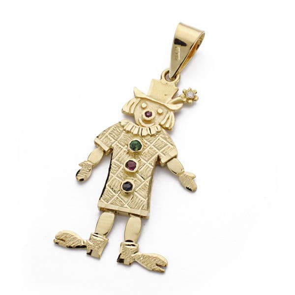 18K COLGANTE ORO AMARILLO PAYASO ARTICULADO. 33X13 MM