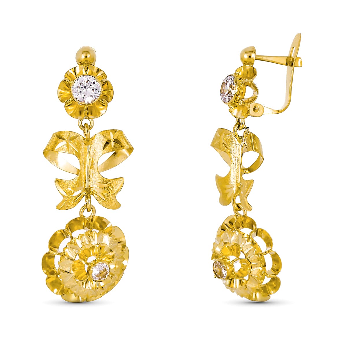 Pendientes Cubana Lazo 37 x 14 mm de oro amarillo 18K