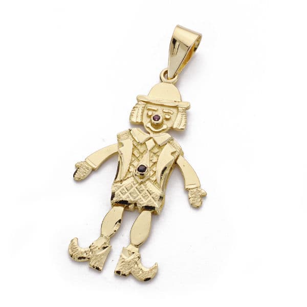 Colgante Payaso Articulado. 35 x 10 mm de oro amarillo 18K