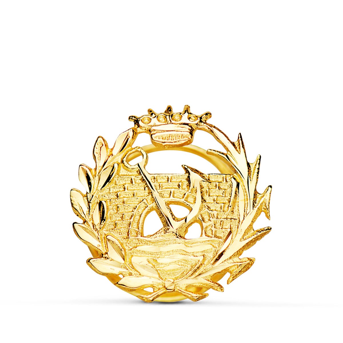 Insignia Ingenieria Civil E Ingeniero de Caminos Canales y Puertos 15 x 15 mm de oro amarillo 18K