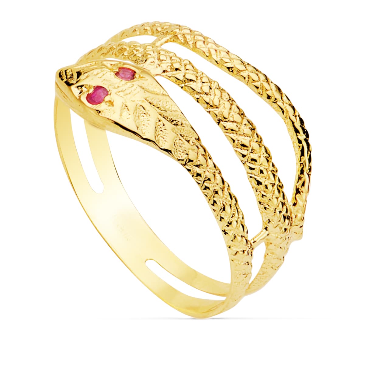 Sortija Serpiente Piedra Rubí Ancho 10 mm de oro amarillo 18K