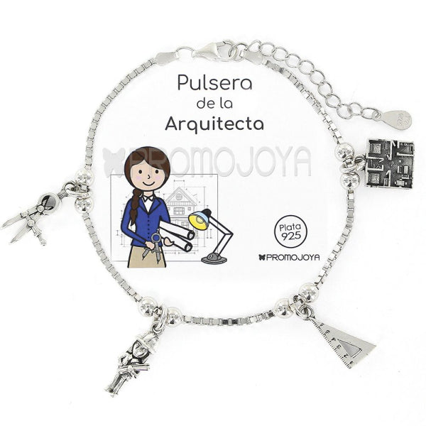 Pulsera Eres Lo Mas Arquitecta Cadena Veneciana Rodiada Con Colgantes