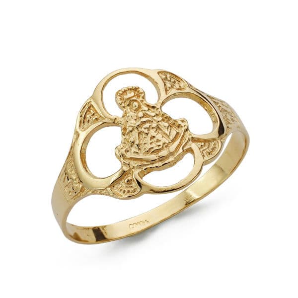 Sortija Virgen del Rocio Pandereta de oro amarillo 18K