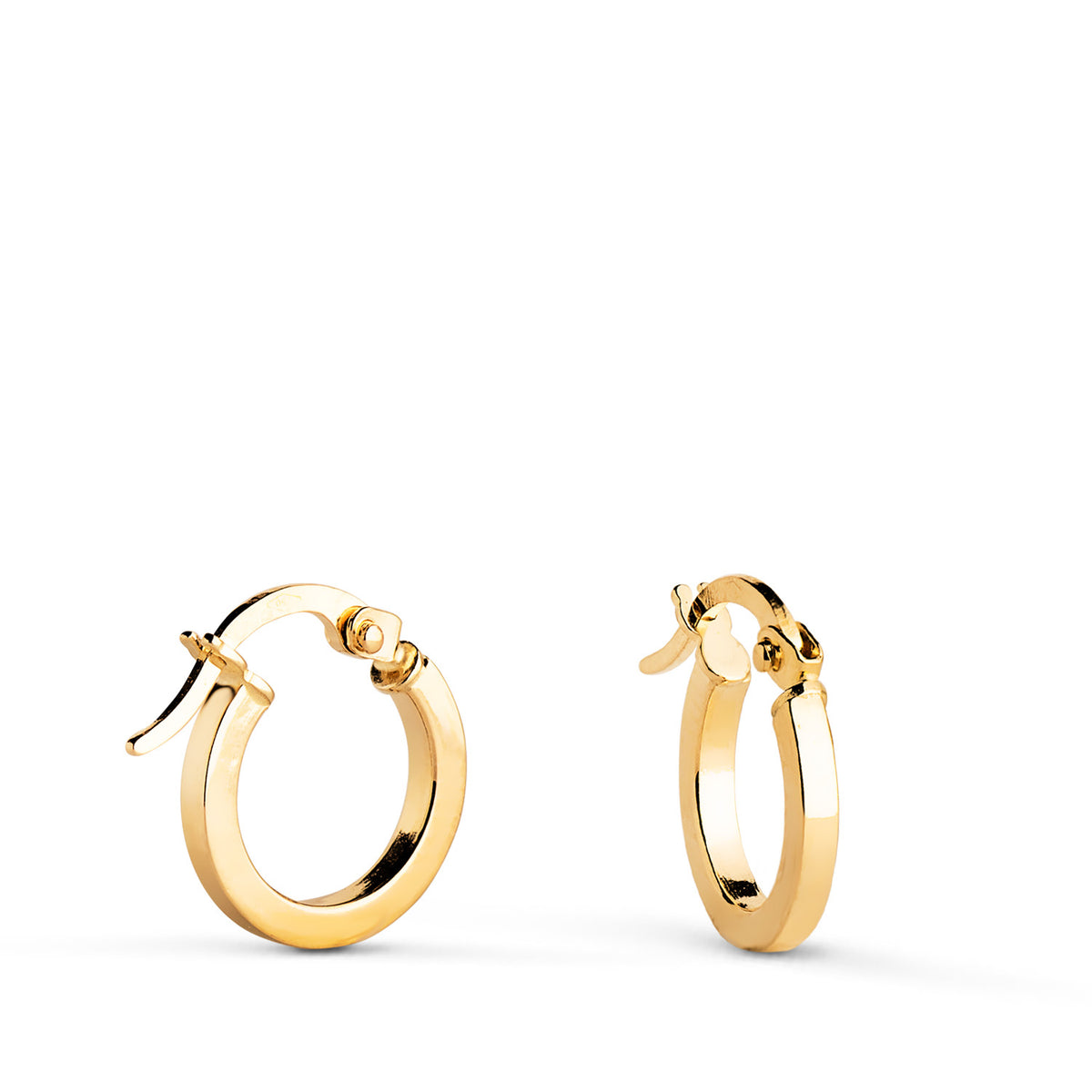 Aros Huecos Cuadrado Liso. Medida: 11 x 1,5 mm de oro amarillo 18K