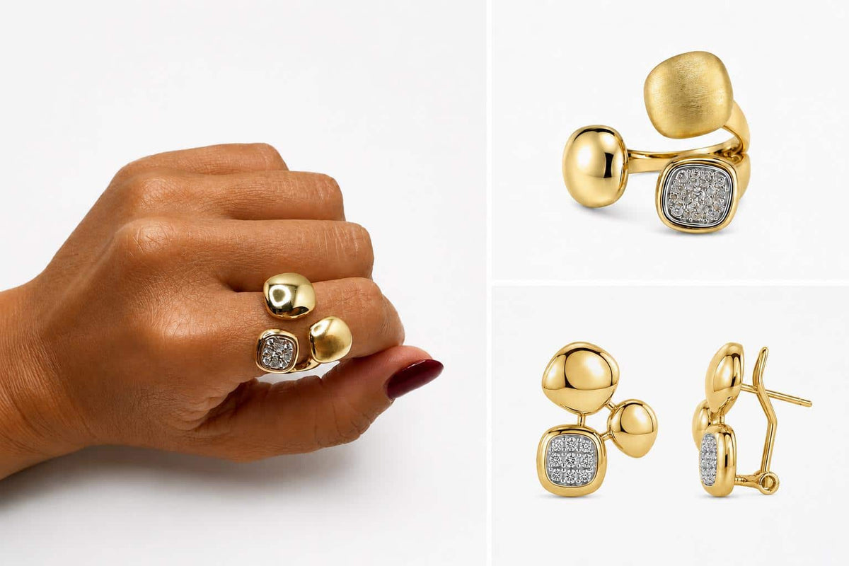 Anillo Mosaico con baño de oro de 14 quilates - imagen adicional - Joyería Zafir