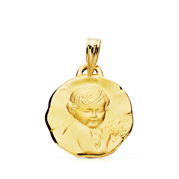 Medalla Angel Querubin 15 mm de oro amarillo 9K
