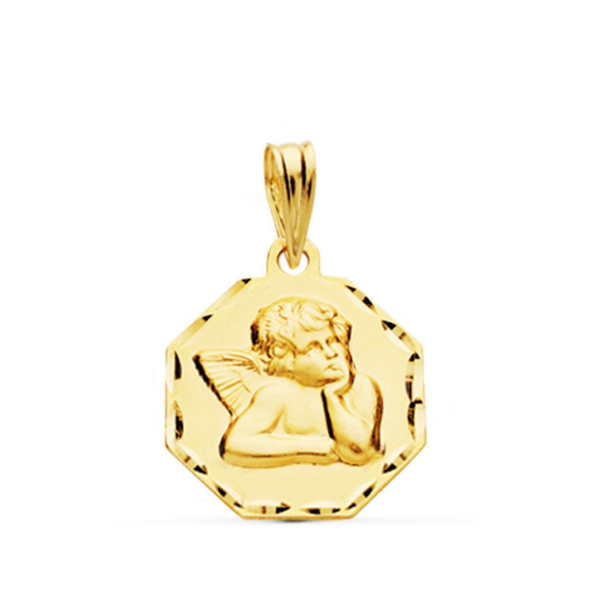 Medalla Angelito Burlon Octogonal 15 x 15 mm de oro amarillo 9K