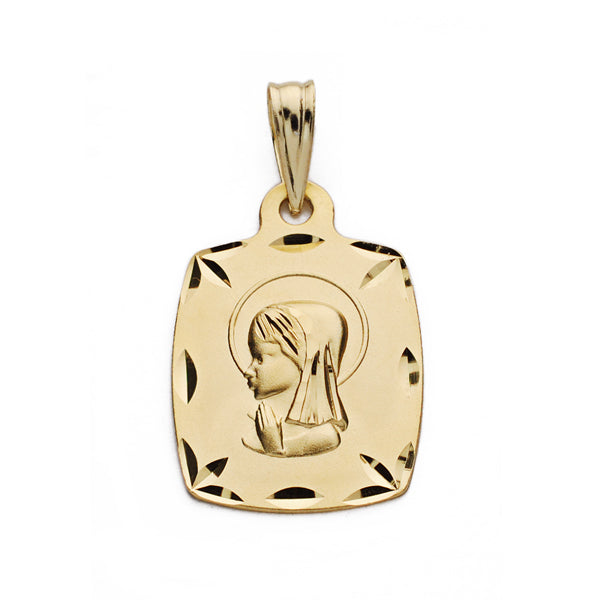 Medalla Virgen Niña Tonel 19 x 13 mm de oro amarillo 18K