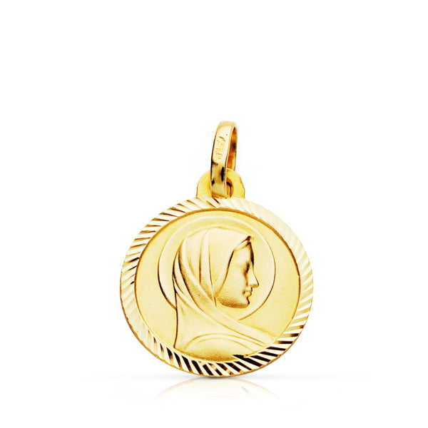 Medalla Virgen Francesa 14 mm de oro amarillo 9K