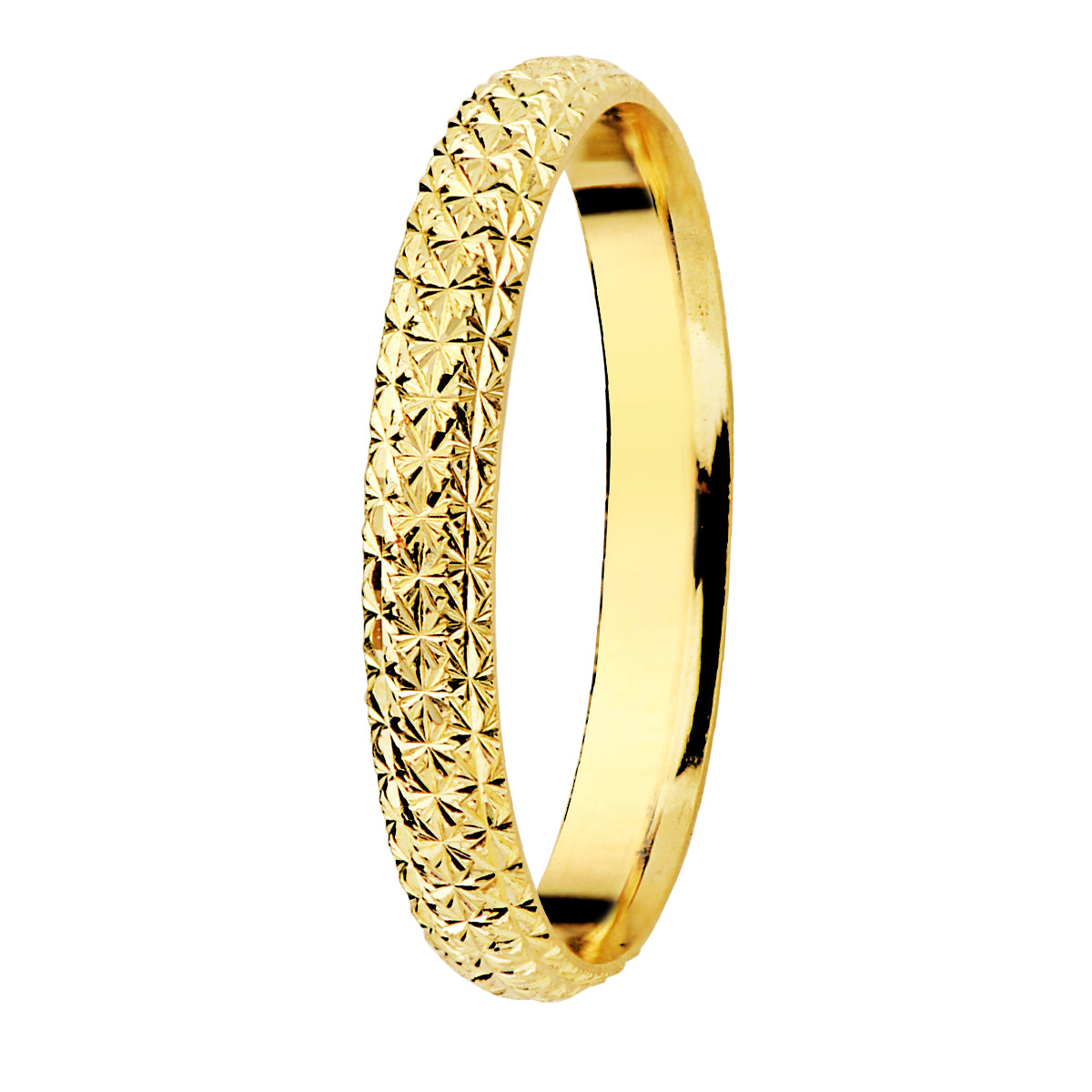 Alianza Media Caña Tallada. Ancho: 2 mm. de oro amarillo 9K