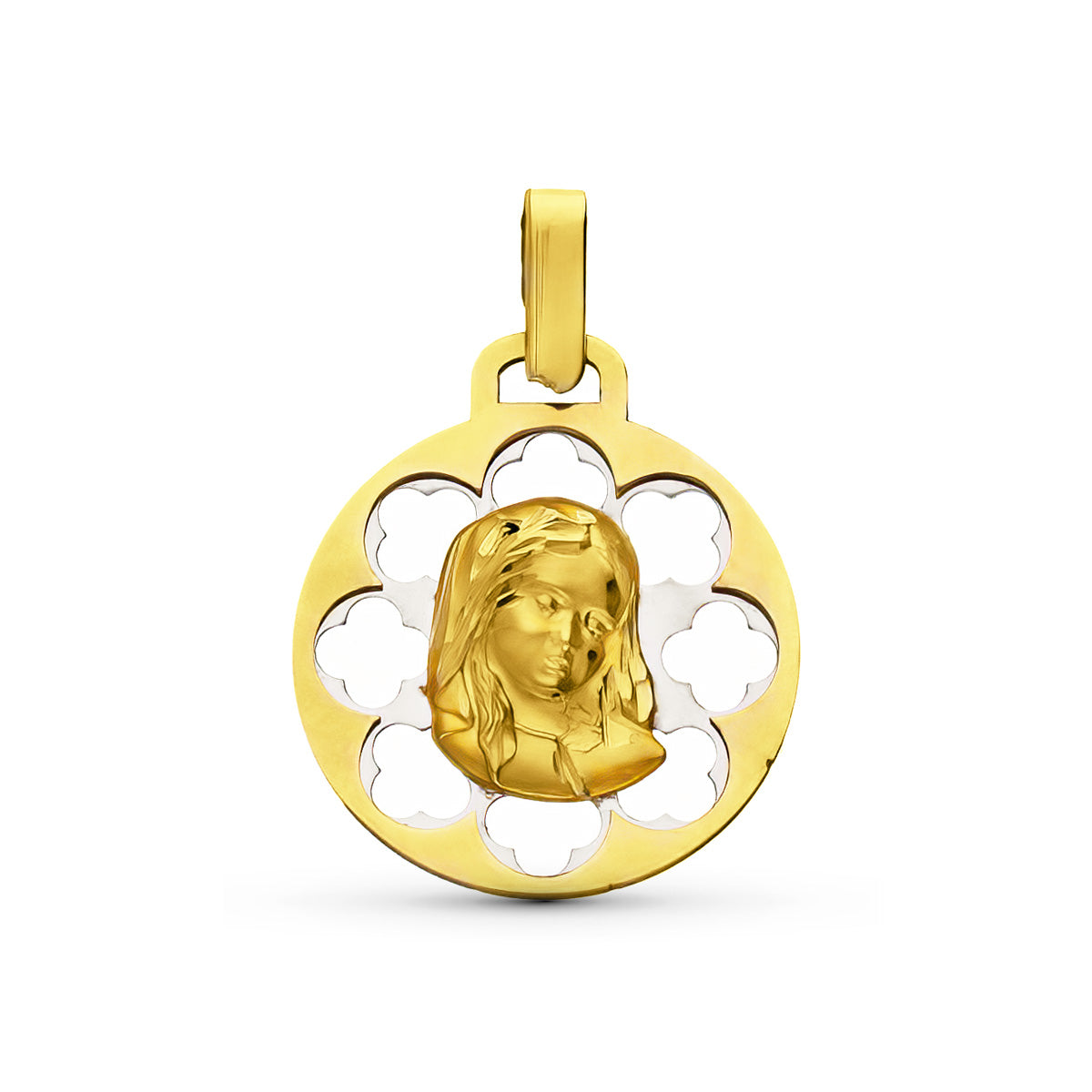 Medalla Bicolor 21 x 18 mm de oro amarillo 9K