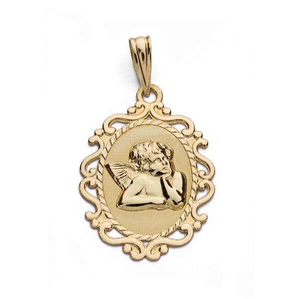 Medalla Angel Burlon 9K Cerco. 23 x 16 mm de oro amarillo 9K