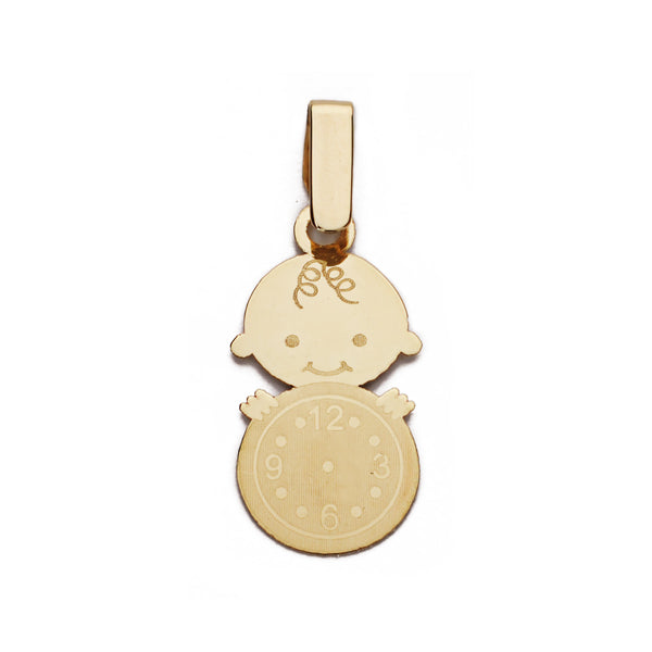 Colgante Niño Reloj 19 x 10 mm de oro amarillo 9K