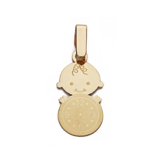 9K COLGANTE ORO AMARILLO NIÑO RELOJ 19X10 MM