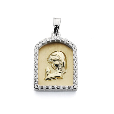 18K MEDALLA ORO AMARILLO VIRGEN NIÑA CAPILLA 21X14 MM