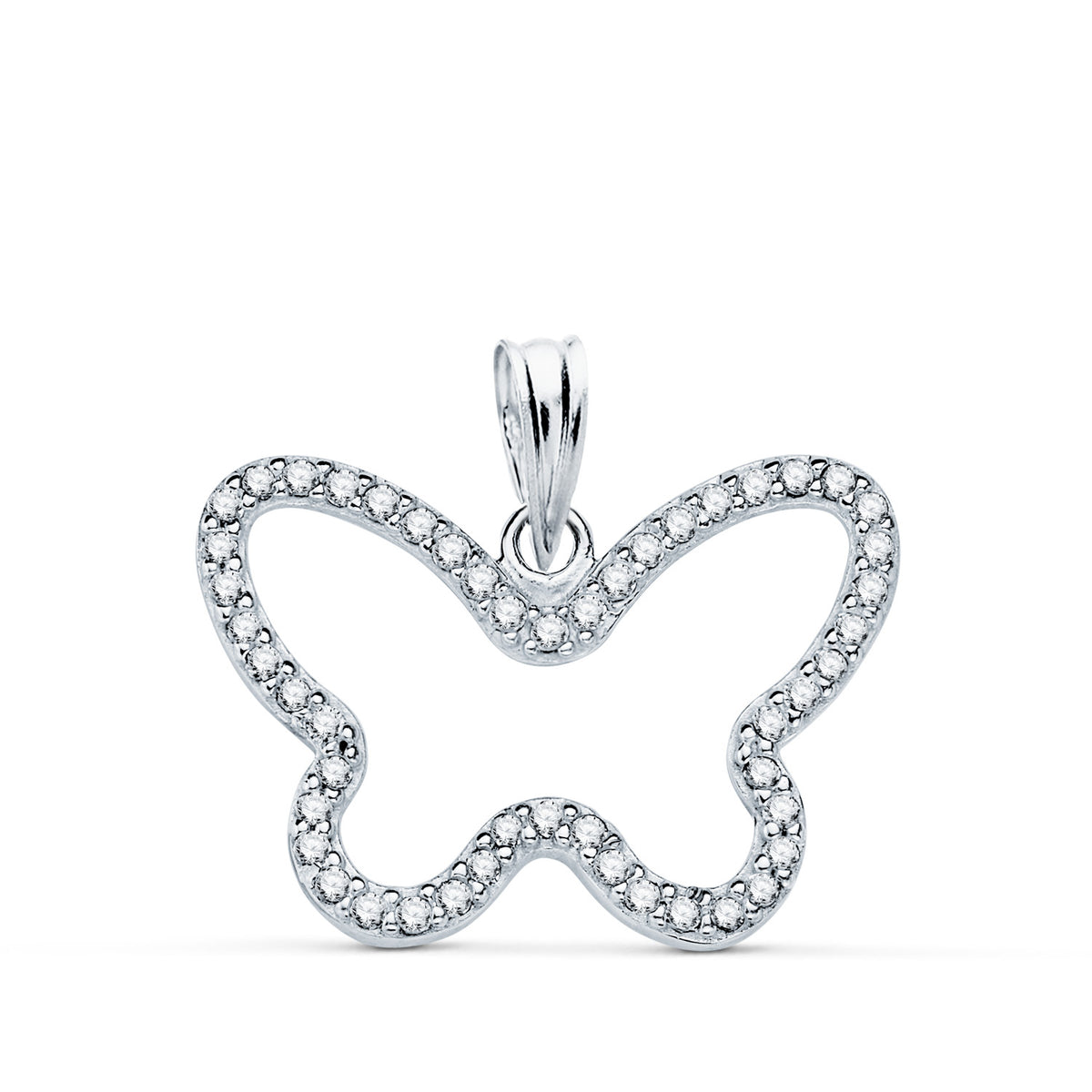Colgante Mariposa con Circonita 22 x 16 mm de oro blanco 9K