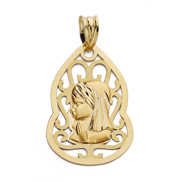 Medalla Virgen Niña Calada 27 x 18 mm de oro amarillo 9K