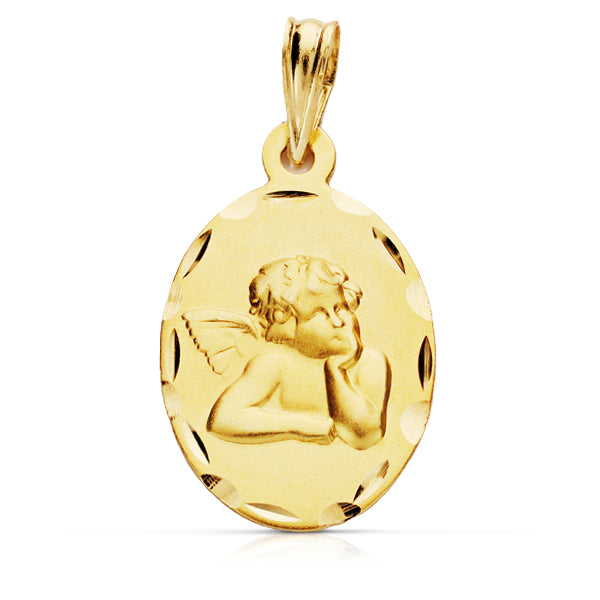 Medalla Angel Burlon Oval 23 x 14 mm de oro amarillo 9K