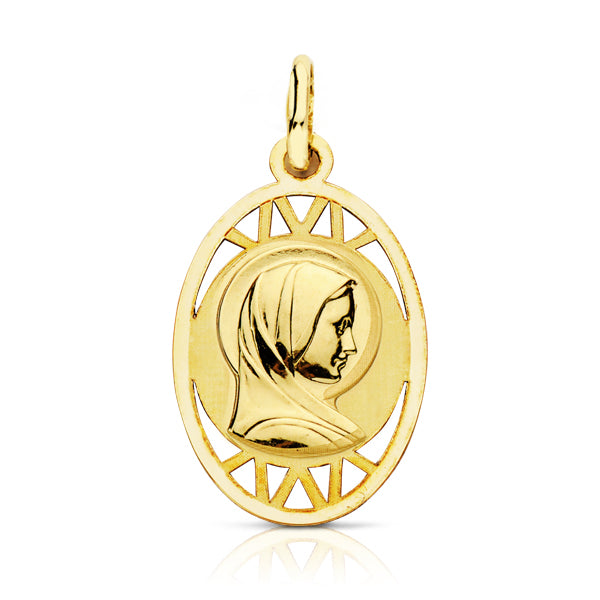 Medalla Virgen Francesa 19 x 13 mm de oro amarillo 9K