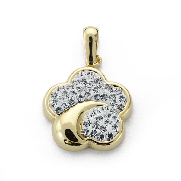 Colgante Flor Circonita 15 x 13 mm de oro amarillo 9K