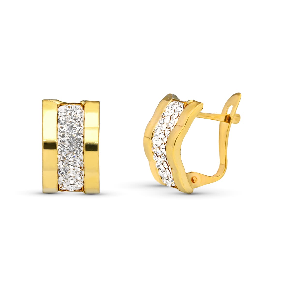 Pendientes Bandas Circonita 12 x 7 mm catalán de oro amarillo 9K