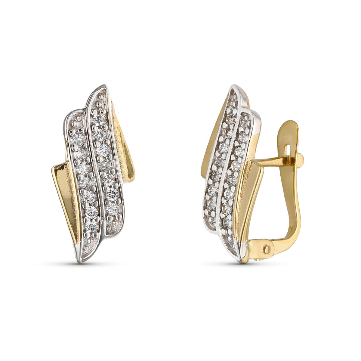 9K PENDIENTES BICOLOR 16X8 MM CIERRE CATALAN